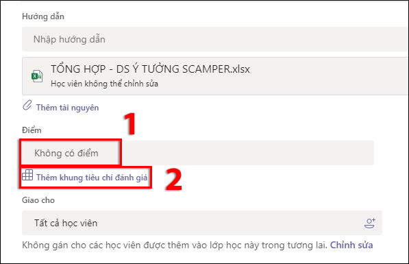 Bước 2: Thêm tiêu chí đánh giá trong form
