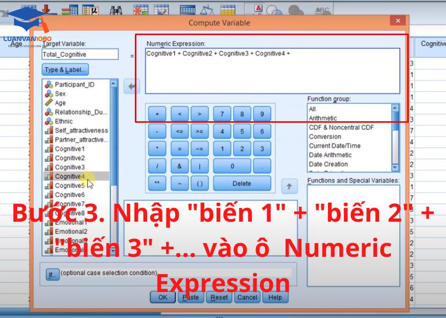 Bước 3. Nhập biến ô Numeric Expression