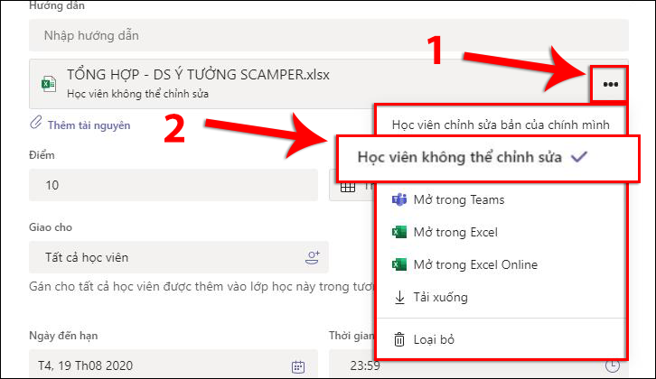 Bước 1: Tùy chỉnh form giao bài tập