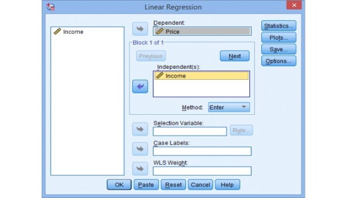 chạy hồi quy đơn biến trong SPSS