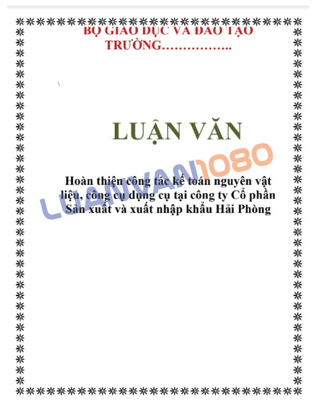 Bài luận về kế toán công cụ dụng cụ tại công ty sản xuất 