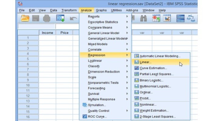 chạy hồi quy đơn biến trong SPSS