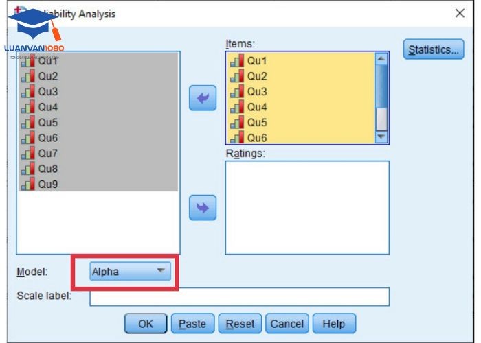 Chọn Alpha ở mục Model