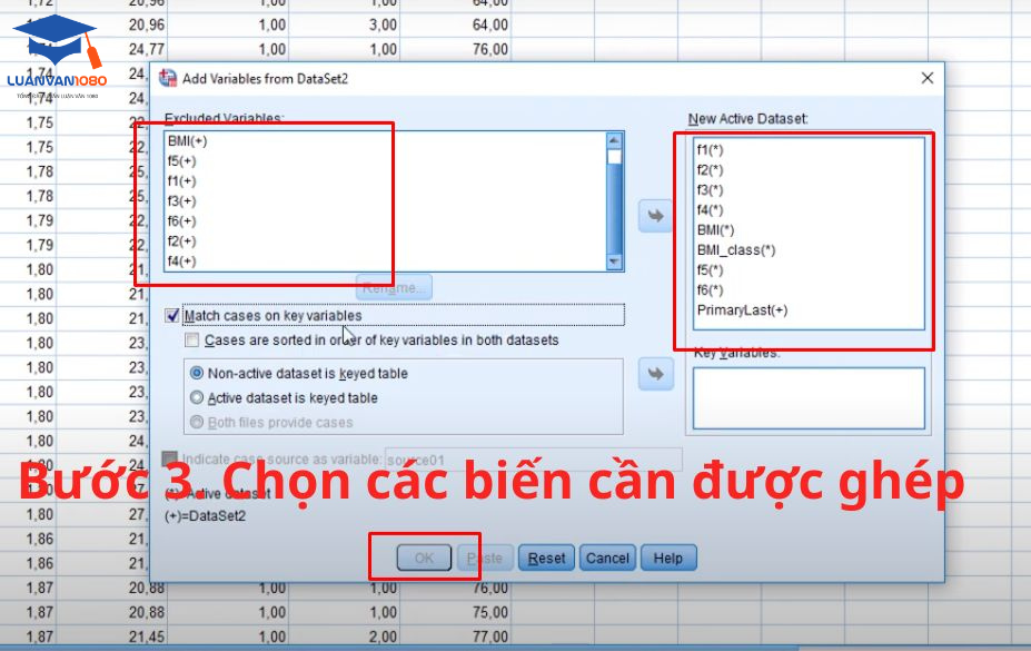 Bước 3. Chọn các biến cần được ghép