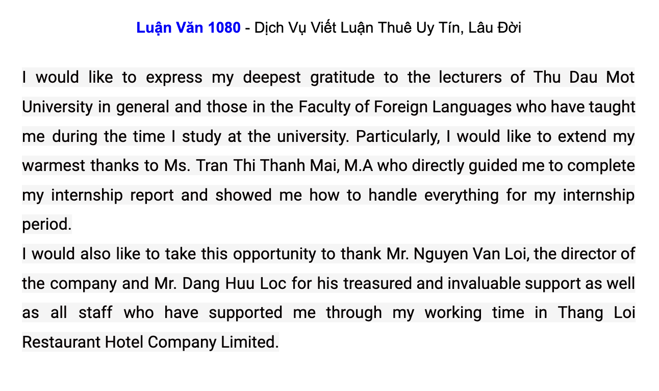Mẫu acknowledgement hấp dẫn nhất