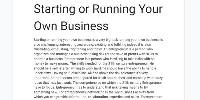 Assignment: Starting or running own business