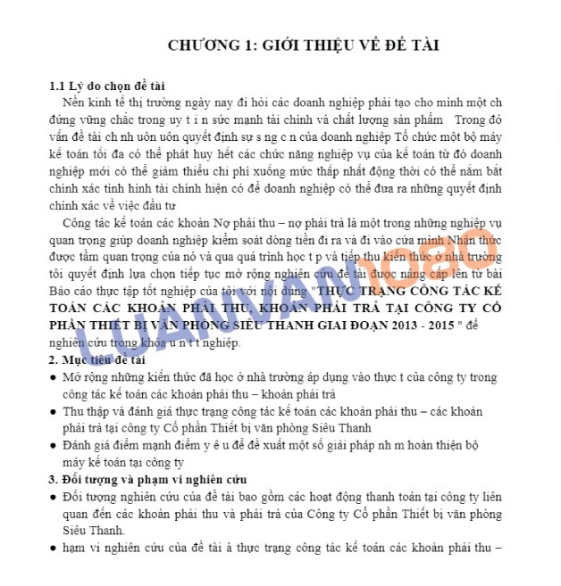 Luận văn kế toán các khoản phải thu khó đòi tại công ty Thiết bị văn phòng