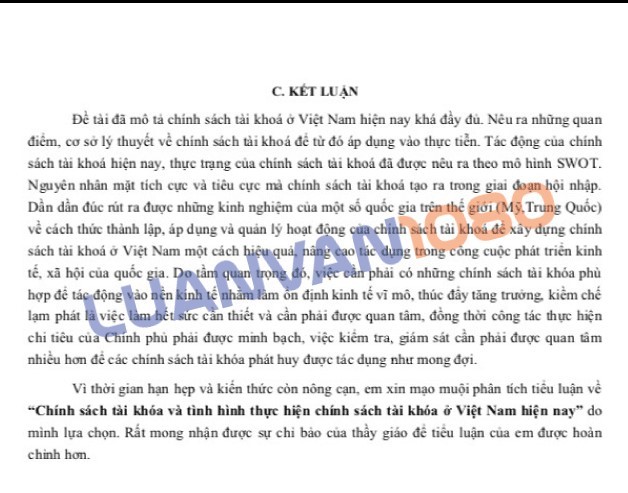 Kết luận tiểu luận mẫu số 3