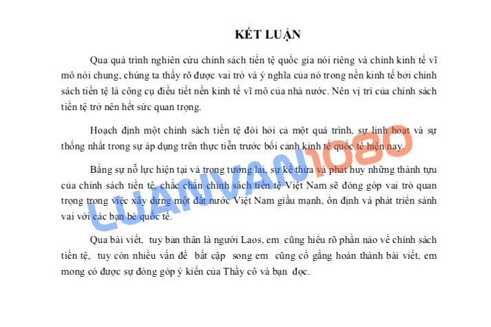 Kết luận tiểu luận mẫu số 6