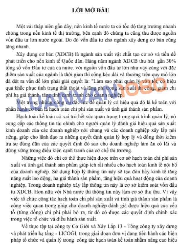 Luận văn kế toán chi phí sản xuất tại công ty Licogi