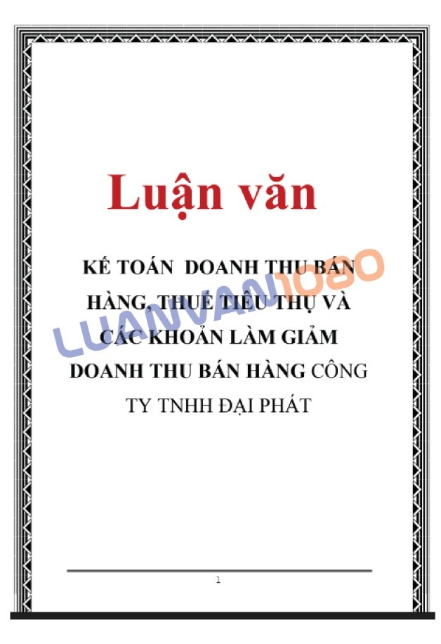 Luận văn kế toán doanh thu tại công ty TNHH Đại Phát