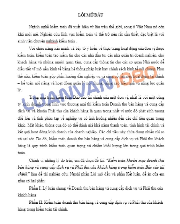 Luận văn kế toán phải thu khách hàng trong kiểm toán báo cáo tài chính 