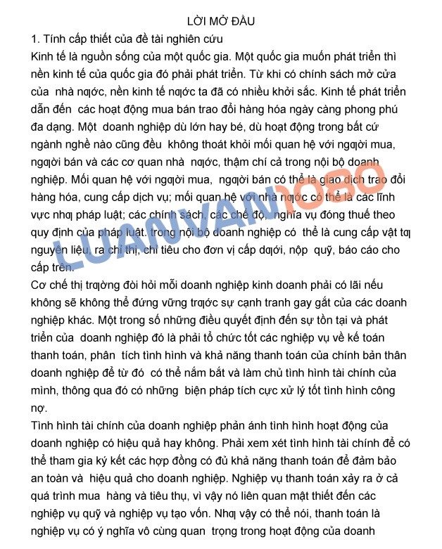 Luận văn kế toán thanh toán tại công ty thương mại Phúc Lai 