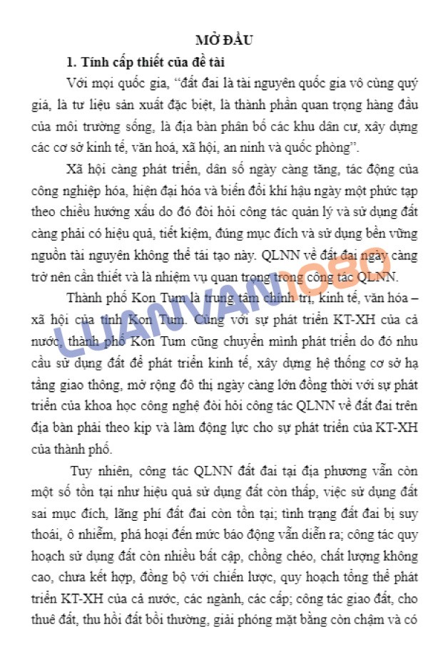 Luận văn quản lý đất đai tỉnh kon tum