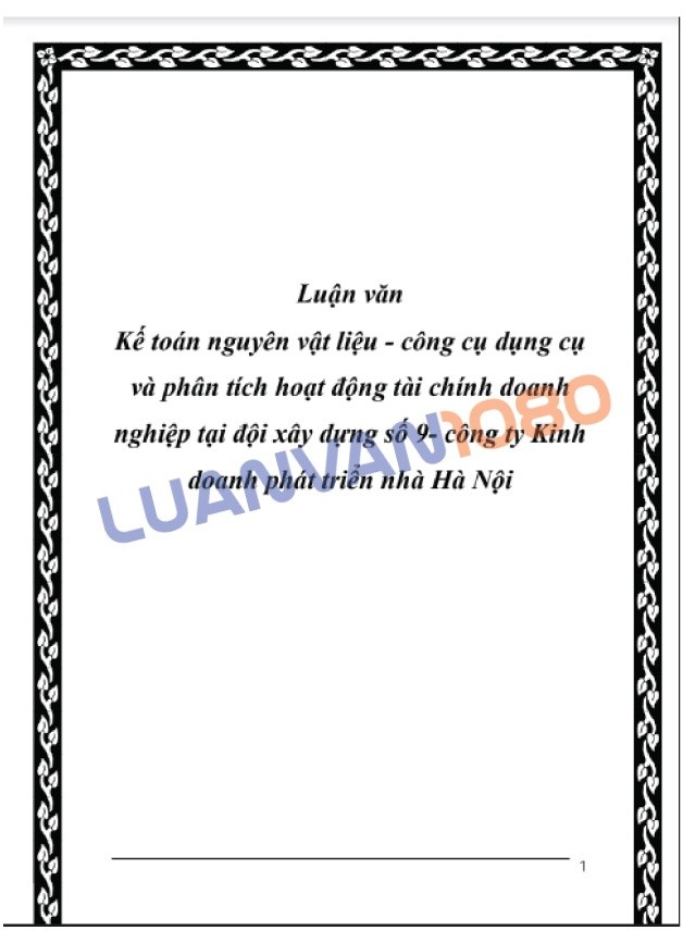 Luận văn kế toán nguyên vật liệu xuất kho tại công ty kinh doanh nhà Hà Nội