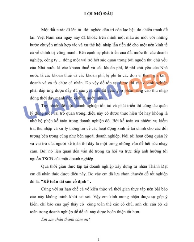 Mẫu luận văn kế toán tài sản cố định dài hạn hay nhất