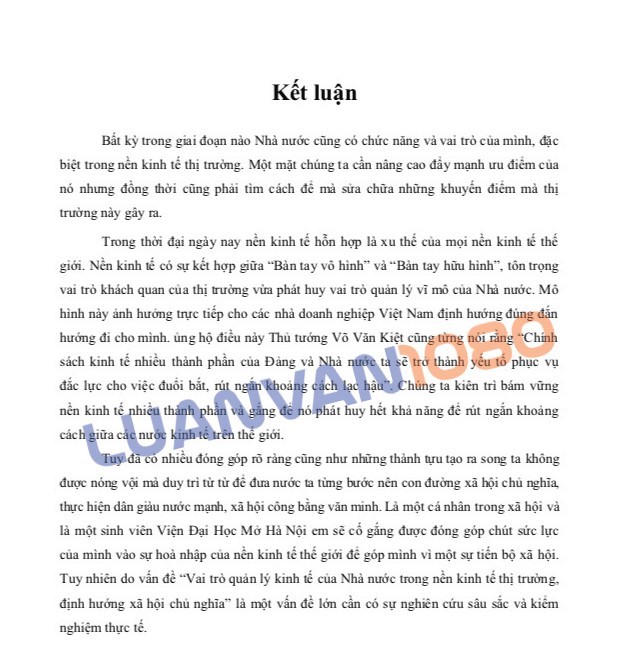Kết luận tiểu luận mẫu số 2