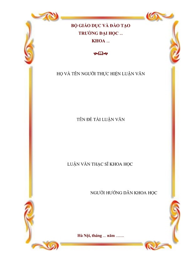 Mẫu bìa luận văn thạc sĩ