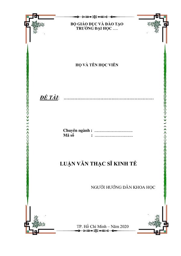 Mẫu bìa luận văn thạc sĩ