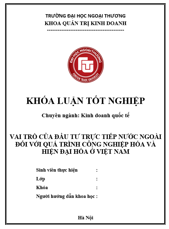 Mẫu bìa luận văn tốt nghiệp FTU