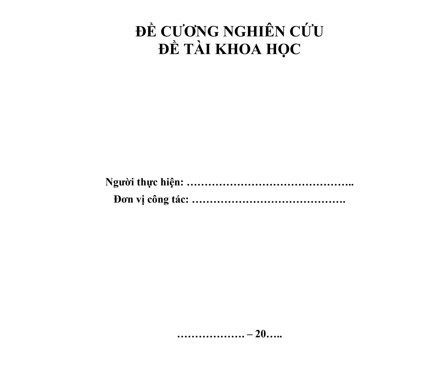 Mẫu đề cương nghiên cứu khoa học chuẩn
