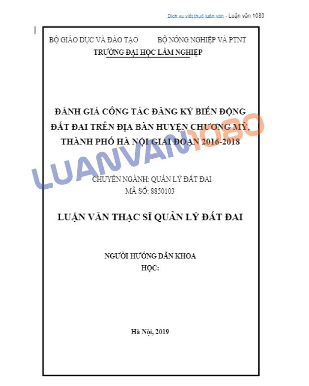 Mẫu luận văn quản lý nhà nước về đất đai Hà Nội