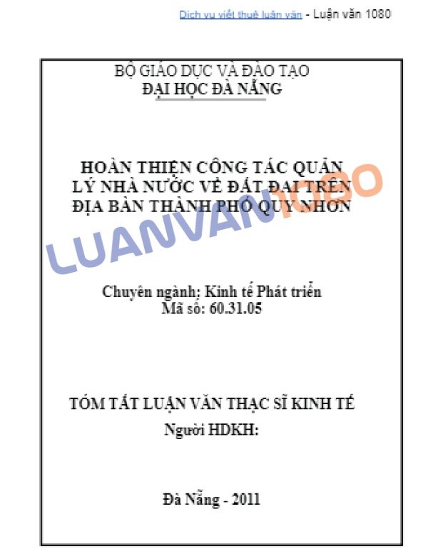 Mẫu luận văn quản lý đất đai quốc gia