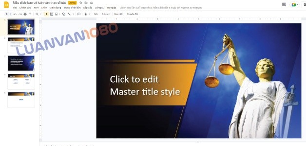Mẫu slide bảo vệ luận văn thạc sĩ luật