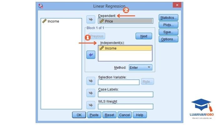 Bước 2 - thực hiện chọn biến Linear Regression
